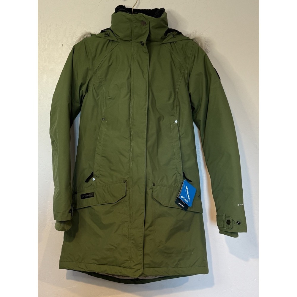 NEW COLUMBIA WOMEN'S ICELANDITE TURBODOWN II GREEN PUFFER HOODED JACKET SIZE S